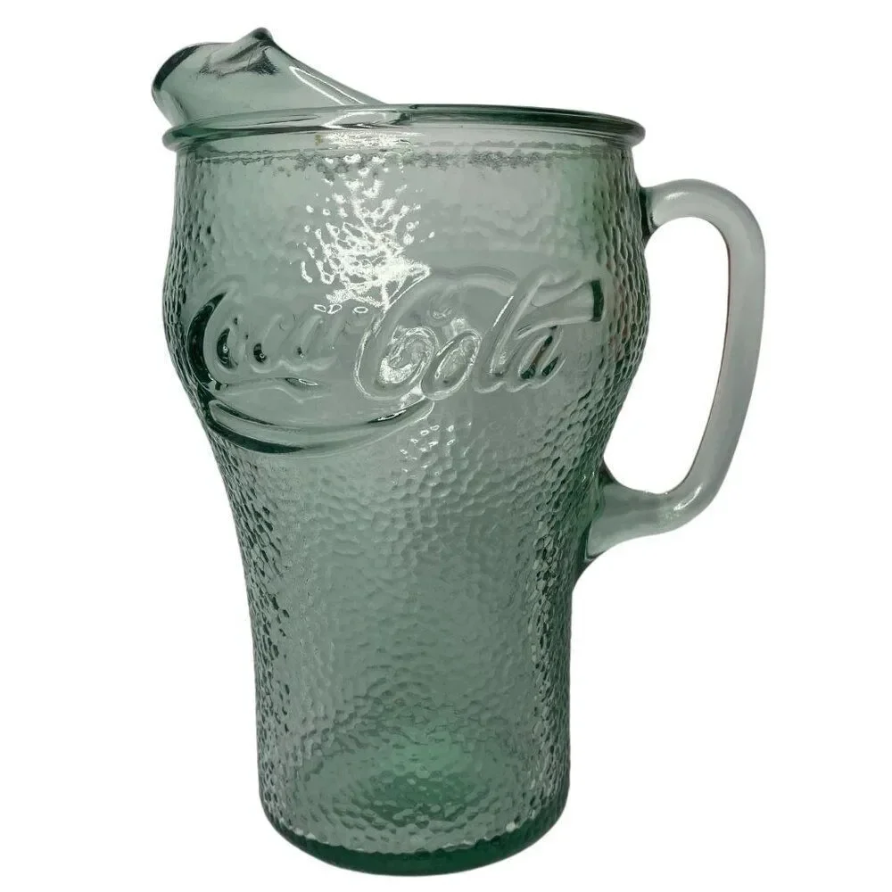 Vintage Coke 1980's Pebbled Glass Drinking Pitcher